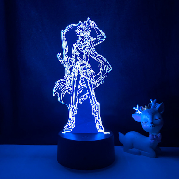Spelkaraktär 3D Illusion Lamp 16 Färger LED Nattljus med Touch Fjärrkontroll för Barn Sovrumsdekoration -- Dadalia（Svart Säte）