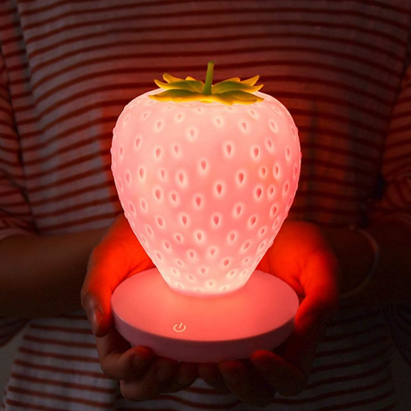 Led Färgförändrande Söt Touch Jordgubbsnattlampa Bordslampa för Sovrum, Byrå, Vardagsrum, Barnrum, Kontor, Festivaldekor och Present (Rosa)