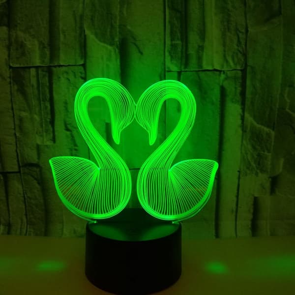 3D Illusion Lamp LED Svan Nattljus Djur Leksaker Kärlek Par