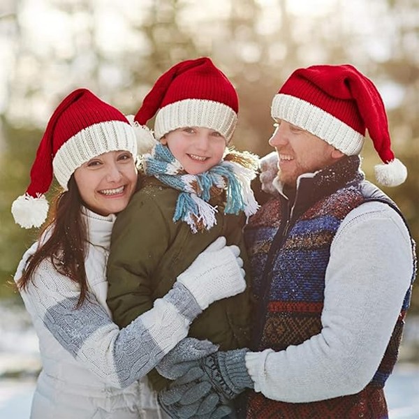 3 st Tomteluva Julhattar Julfest Hatt Röd Stickad Mössa För Vuxna Kvinnor Män