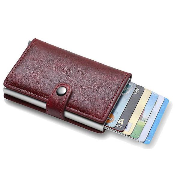 RFID NFC-skyddande plånbok korthållare 5 kort (äkta läder) Lq Red