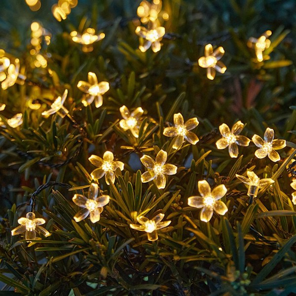 Ljusslingor, Fairy String Lights Soldrivna, Fjärrkontroll, Vattentäta Dekorativa Hängande Ljus Inomhus Utomhus för Hemfest Uteplats Trädgård Cherry blossoms