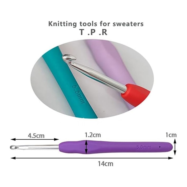 Virkningsset med förvaringslåda DIY Handhållna stickverktyg Ergonomiska stickor Stygnmarkörer DIY Handgjorda stickhantverk Konstverktyg