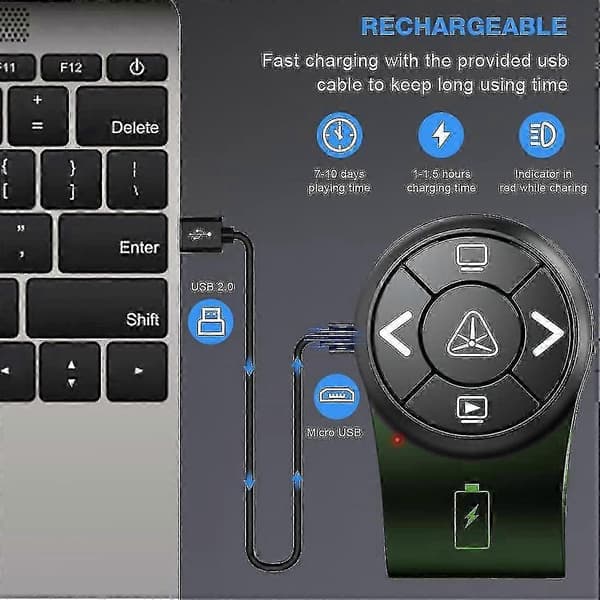 2,4 GHz RF Bluetooth trådløs fingerringklikk for PowerPoint-lysbildepresentasjon