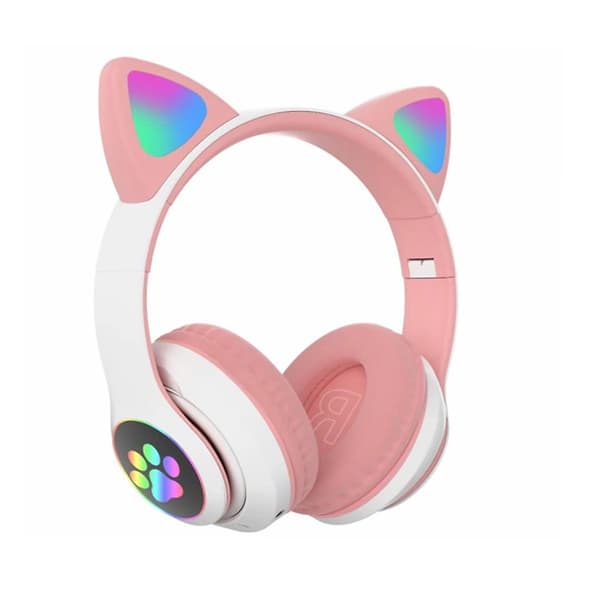 Trådlösa hörlurar med kattöron, LED-belysning, Bluetooth