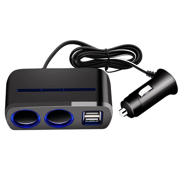 Billader - 2-i-1-adapter - 2 USB-porter - 2 sigarettenneruttak - 80W, 3.1A