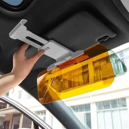 Bilsolskydd – 2-i-1 Dag- och Natt-Antireflexskydd – Justerbart för Alla Fordon – Bilsolskydd för Förare och Passagerare – Universell Passform