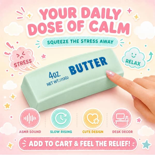 Premium Crunchy Smør-Squishy, realistisk smør-stressbold med tilfredsstillende ASMR-knaselyd, perlefyldt slow-rising sensorisk fidget-legetøj
