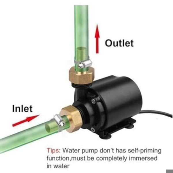 Mini 12V vattenpump (800 L/h, 4,5 m lyft) — 15W liten dränkbar pump, dammpump, fontänpump, vattenpump