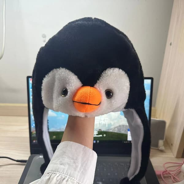 Plysdyr Hat Pingvin Øreklap Hat Vinter Ski Aviator Stil Hætte Til