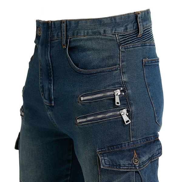 Motorcykelbyxor, Moto Jeans för män, skyddsutrustning för körning Blue L