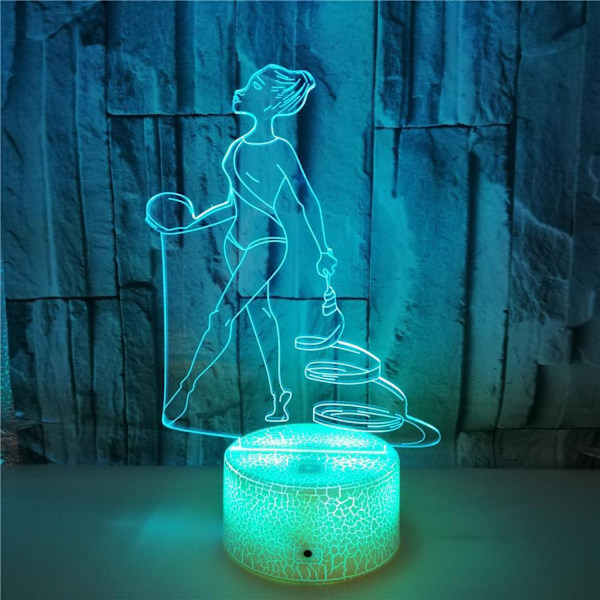 Gymnastik Nattlampa 16 Färger Ändras USB-driven Fjärrkontroll Touch Switch Optisk 3D Illusion Lamp -- Crack Seat