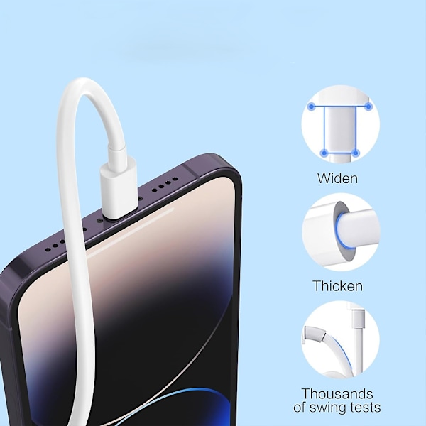 3-pack - Laddare för iPhone Adapter+Kabel 20W USB-C Snabbladdare Vit one size