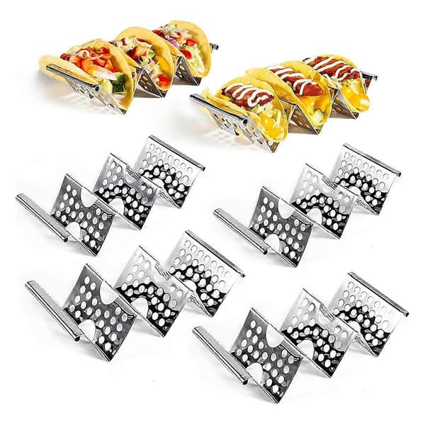 Taco Holdere Sæt med 6, Taco Holder Stand i Rustfrit Stål