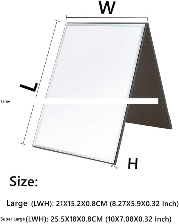 Stort Bærbart Super HD Makeup Spejl Multi Vinkel Justerbart Håndfrit/Håndholdt/Bordmodel Foldbart Spejl
