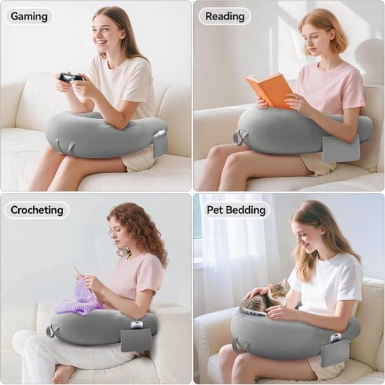 Gamingpude - Læsepude Sofa - Afslappet Siddekomfort - Ergonomisk Støtte Grå