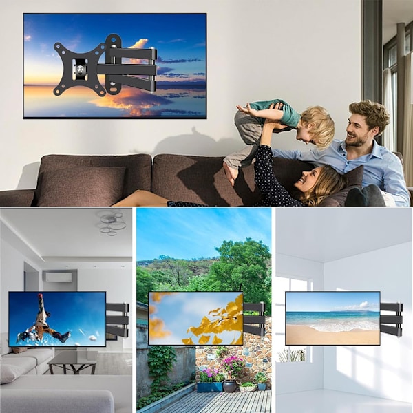 TV-väggfäste Justerbart Platt Panel Ram TV-väggfäste Stöd 15 Graders Lutning för 14-27 tums LCD LED-skärm