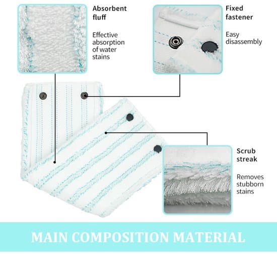 3-pak mikrofiber moppepuder til Leifheit M Mop – Vaskbare, genanvendelige moppepuder – 42 x 15,5 cm