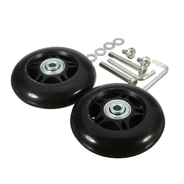 2 st reserveringshjul för resväska, lagerreparation för resväska 70×24mm, svart