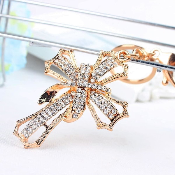 Välsignad och helig kors nyckelring nyckelring kristall strass bilväska plånbok charmhänge (guld)