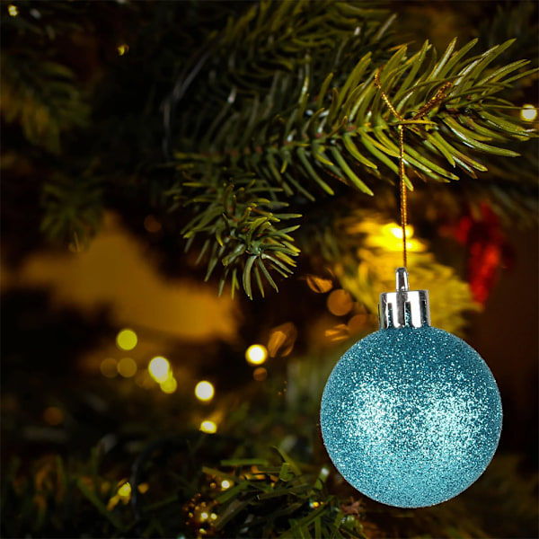 1,2 tums Mini Julgranskuledekorationer Hängande Ornament Heminredning Familjepresenter Specialpris Lake Blue