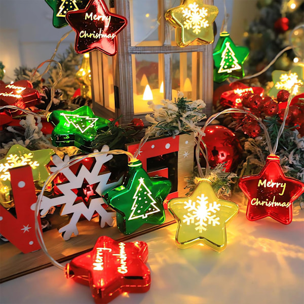 Julstjärna Dekorationsljusslinga 3m 20 LED Batteri/USB Dubbelt Strömläge Julkula Ljusslinga för Hem Inomhus Utomhus Dekoration