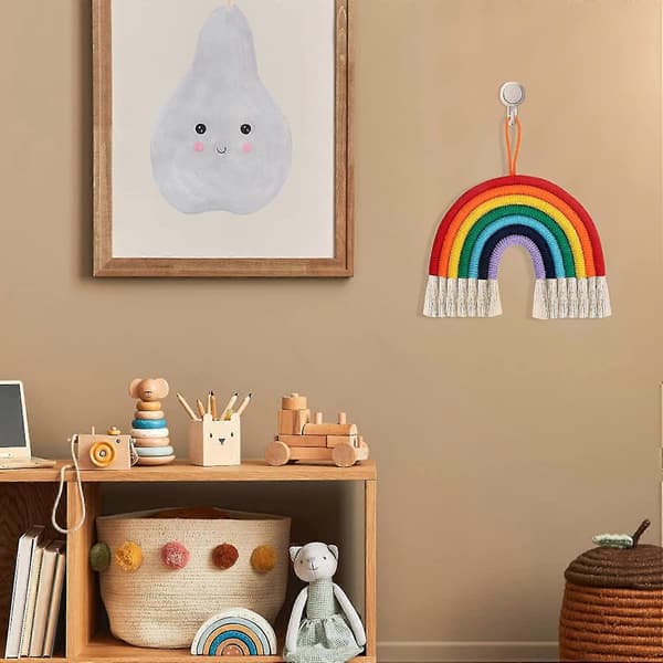 Regnbåge Väggbonad Makramé Tapestry Dekor För Sovrum Hem Barn Flickor Födelsedagsfest Dekor