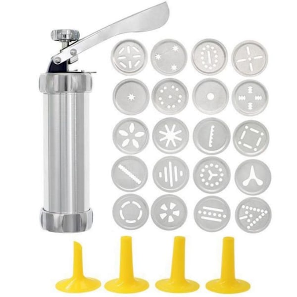 Kakpressmaskin Rostfritt Stål Kex Extruder Press Kakpistol Kit Set DIY Kex Maker Bakning Dekorationsmaterial