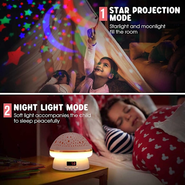 Stjärnprojektor nattlampa för barnrum med fjärrkontroll för flickor och pojkar rumsdekor --- Rosa