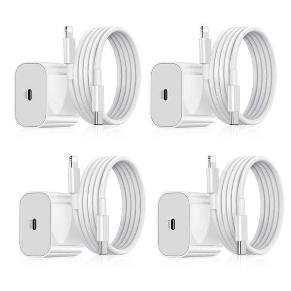 4-pack - Laddare för iPhone Adapter+Kabel 20W USB-C Snabbladdare Vit one size