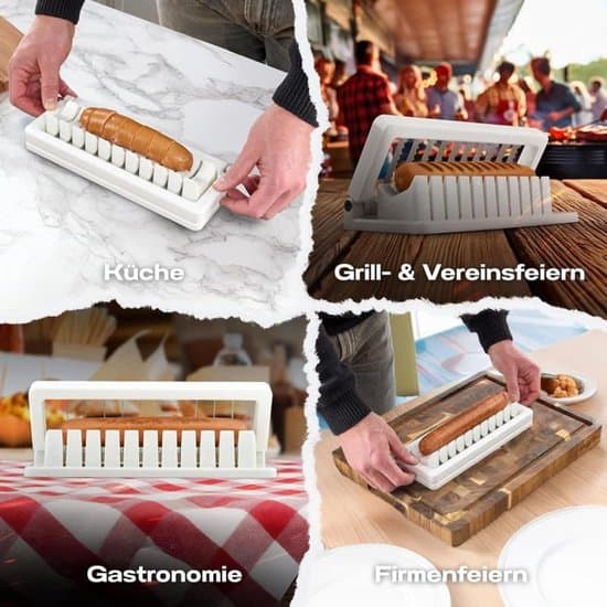 Pølsekutter - 26×9.5×5.7 cm - Banankutter - Pølsekutter i rustfritt stål - Blad i rustfritt stål - Multifunksjonell pølsekutter - Skinkekutter