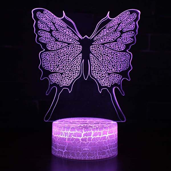 16 Färgförändrande Nattlampa 3D Atmosfär Glödlampa 3D Visuell Illusion LED-lampa för Barn Leksak Jul Födelsedagspresenter (Fjäril)