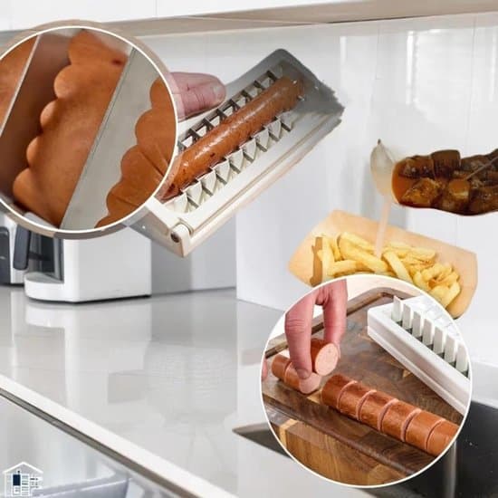 Pølsekutter - 26×9.5×5.7 cm - Banankutter - Pølsekutter i rustfritt stål - Blad i rustfritt stål - Multifunksjonell pølsekutter - Skinkekutter