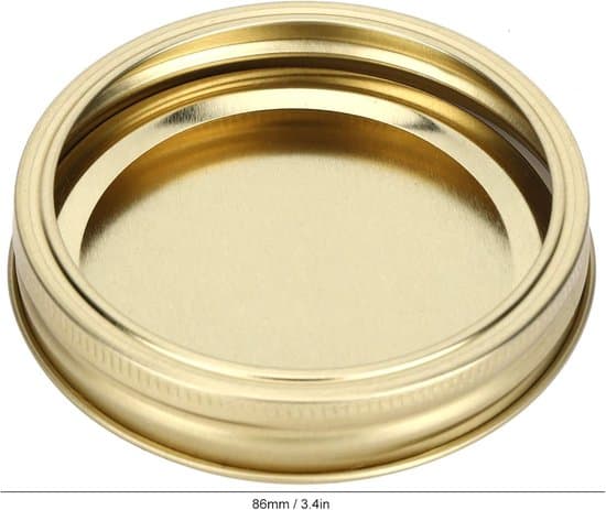 Set med 12 konserveringslock, 86 mm diameter, lämpliga för burkar med bred öppning (guld)