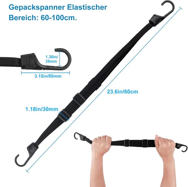 2 st motorcykel bagagerem med dubbelkrok, elastiskt bagage