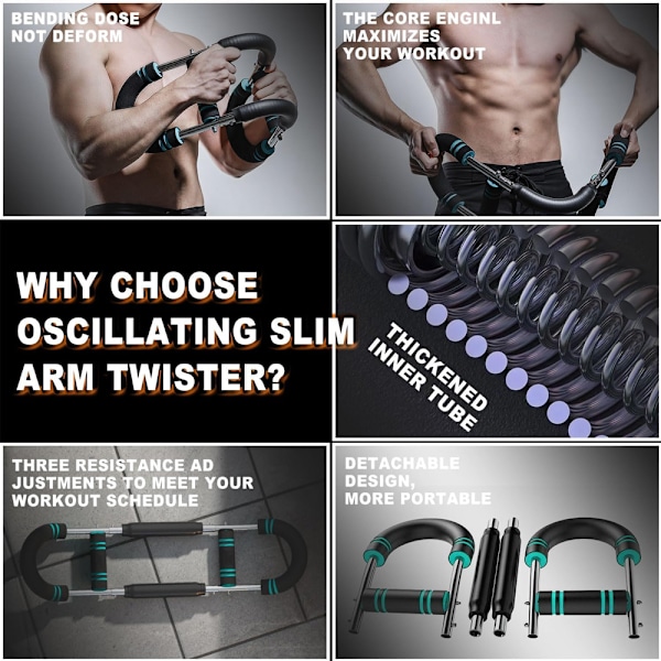 Twister Armtränare, Armtränare för män, Brösttränare för män, Muskelträning för axlar, Portabel fjäderresistens Träningsutrustning för hemmet