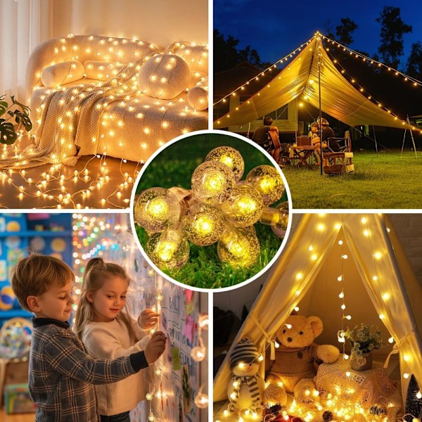 Ljusslingor, Fairy String Lights Soldrivna, Fjärrkontroll, Vattentäta Dekorativa Hängande Ljus Inomhus Utomhus för Hemfest Uteplats Trädgård Large bubble ball