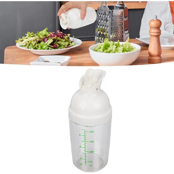 Salladsdressingflaska, 200 ml/7,03 oz Salladsdressingflaska Såsflaska Kryddmixer Kryddflaska med hällpip White