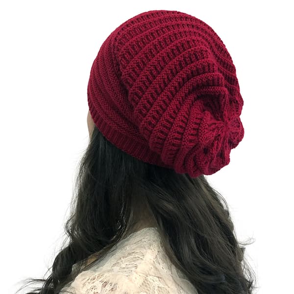 Mössor Dam Mössa Varm Stickad Hatt Söt Hatt för Kallt Väder maroon