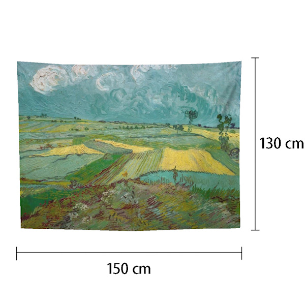 Väggbonad för sovrum, Vincent Van Gogh abstrakt landskapstapet för sovrum estetisk vardagsrumsinredning 150*130 cm field