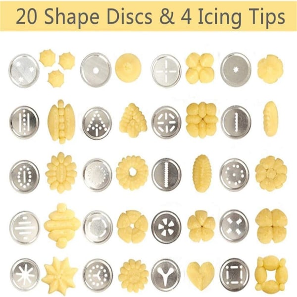 Kakpressmaskin Rostfritt Stål Kex Extruder Press Kakpistol Kit Set DIY Kex Maker Bakning Dekorationsmaterial