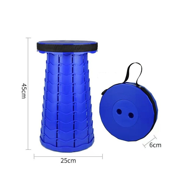Bärbar Hopfällbar Pall, lätt Teleskopisk Pall, infällbar Hopfällbar Pall för Camping Fiske Vandring Grillning Utomhus Blue