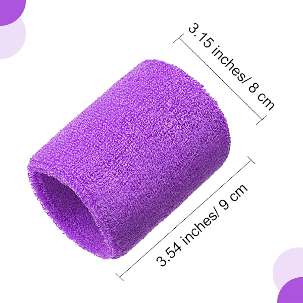 6-pack Svettband för handleden Tennisarmband Svettband för fotboll Basket Löpning Sport Tennis Purple