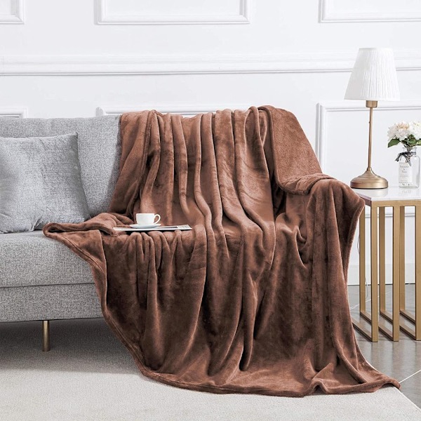 Extra Stor Filt för Soffa, Supermjuka och Varma Filtar, Brun Pläd för Användning Året Runt, Mysig, Plysch, Lättviktig, 150cm x 200cm