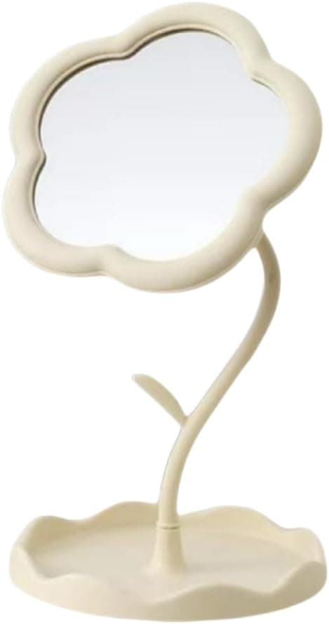 Blomspegel, Bordspegel, Sminkspegel, Blattformad Sminkspegel, Söt Blattformad, Lämplig för Sovrum, Vardagsrumsdekoration white