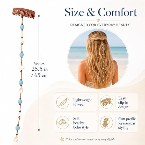 Boho Beachy Mermaid Hair Accent naisille, merenneito-hiuskoriste, meritähti-simpukkahelmi-klipsi, kerrostettu hiusasuste, valtameri-aiheinen