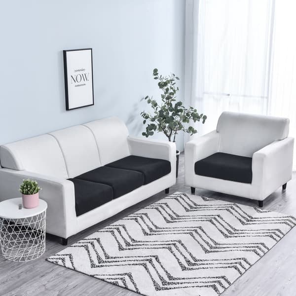 3 st soffa säteskuddeöverdrag Hög stretch individuellt säteskuddeöverdrag Soffaöverdrag Soffa kuddeöverdrag Black