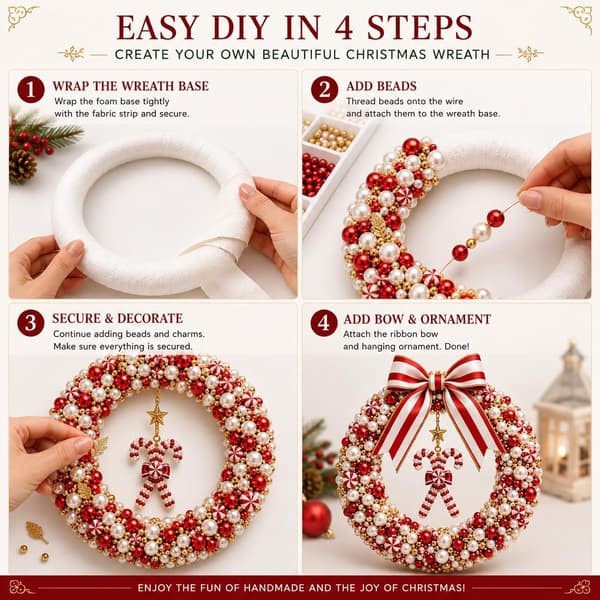 DIY juleperlekranssæt, perlekransfremstillingssæt til voksne, smuk perlekrans med dette DIY perlekranssæt