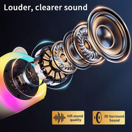 Karaokeset för barn karaokeset med 2 mikrofoner med röstförändrande effekter och LED-lampor – trådlös Bluetooth-partyhögtalare – stöder TF, USB