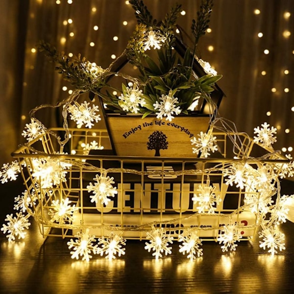 Ljusslingor, Fairy String Lights Soldrivna, Fjärrkontroll, Vattentäta Dekorativa Hängande Ljus Inomhus Utomhus för Hemfest Uteplats Trädgård Little Snowflake